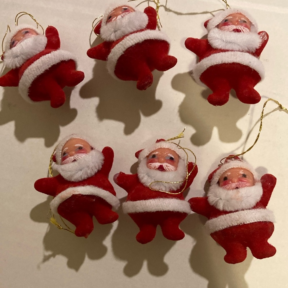 Vintage Santa’s set of 6 ornaments lite weight mini tree ornaments